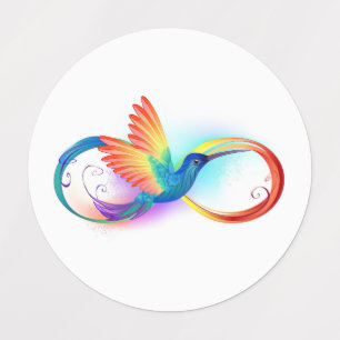 Rainbow Hummingbird mit dem Symbol Unendlichkeit Etiketten
