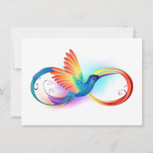 Rainbow Hummingbird mit dem Symbol Unendlichkeit Feiertagskarte
