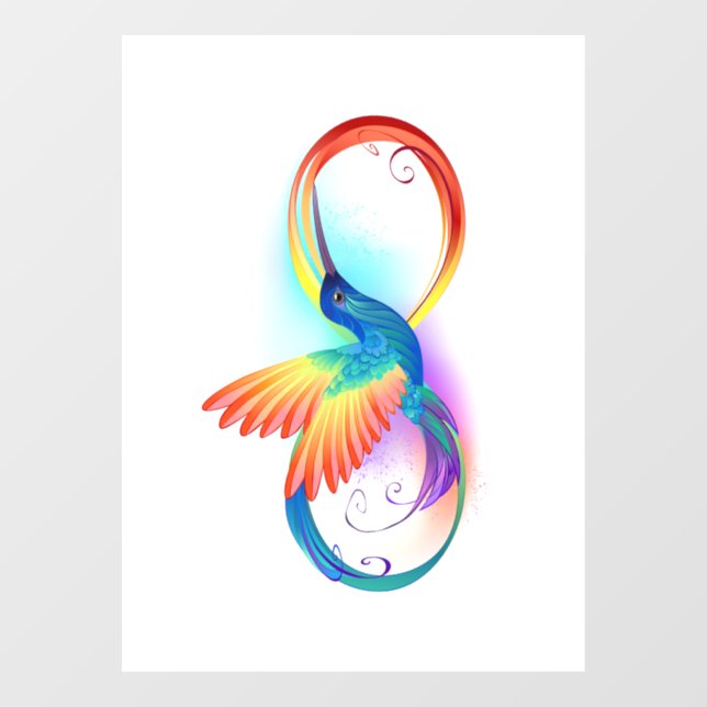 Rainbow Hummingbird mit dem Symbol Unendlichkeit Fensteraufkleber (Blatt)