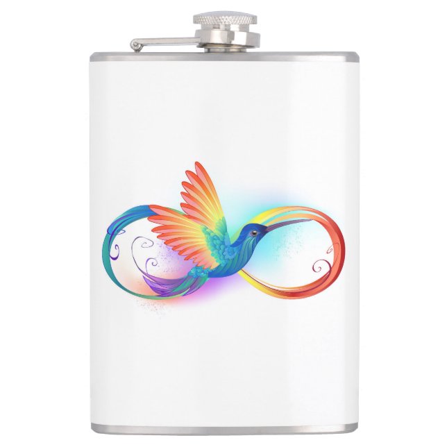 Rainbow Hummingbird mit dem Symbol Unendlichkeit Flachmann (Vorderseite)