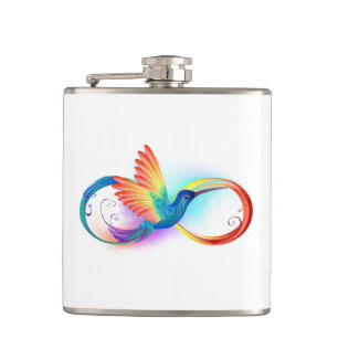 Rainbow Hummingbird mit dem Symbol Unendlichkeit Flachmann