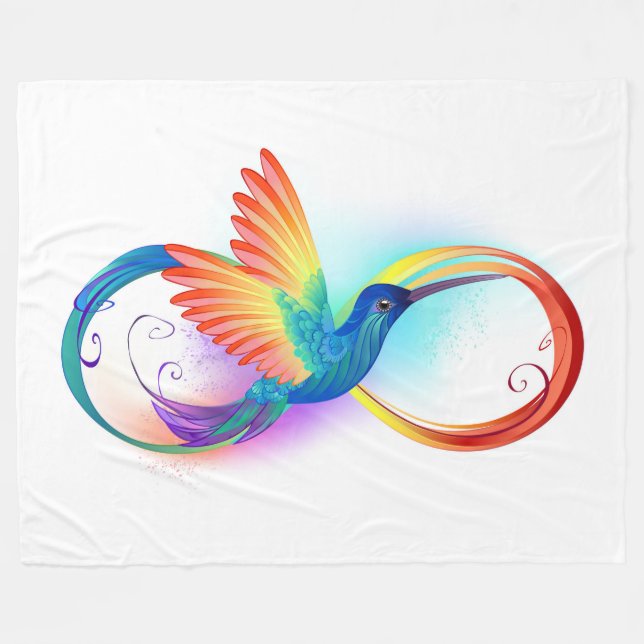 Rainbow Hummingbird mit dem Symbol Unendlichkeit Fleecedecke (Vorderseite (Horizontal))