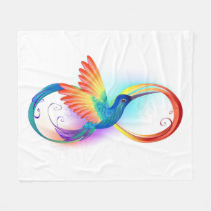 Rainbow Hummingbird mit dem Symbol Unendlichkeit Fleecedecke
