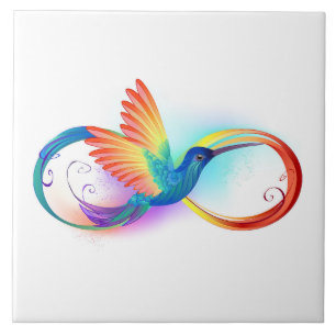 Rainbow Hummingbird mit dem Symbol Unendlichkeit Fliese