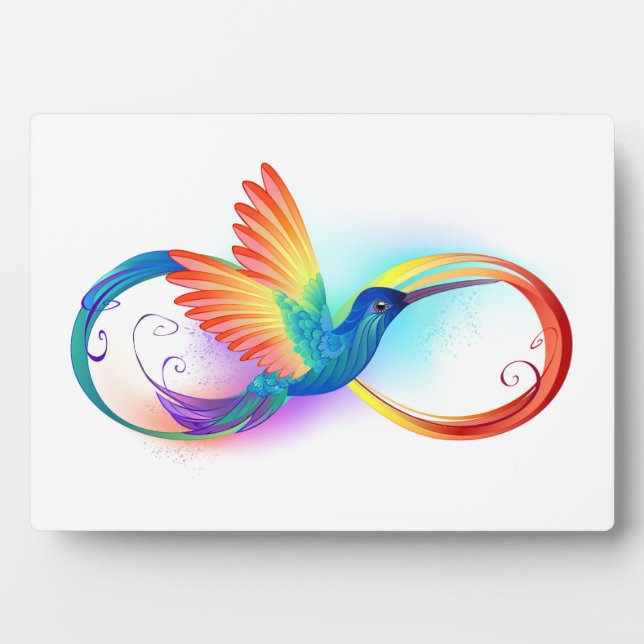 Rainbow Hummingbird mit dem Symbol Unendlichkeit Fotoplatte (Vorderseite)