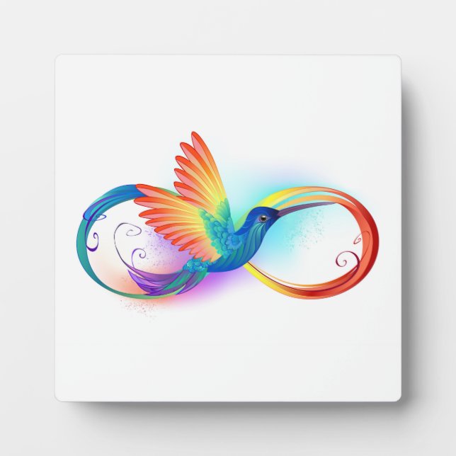 Rainbow Hummingbird mit dem Symbol Unendlichkeit Fotoplatte (Vorderseite)