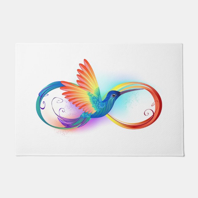 Rainbow Hummingbird mit dem Symbol Unendlichkeit Fußmatte (Vorderseite)