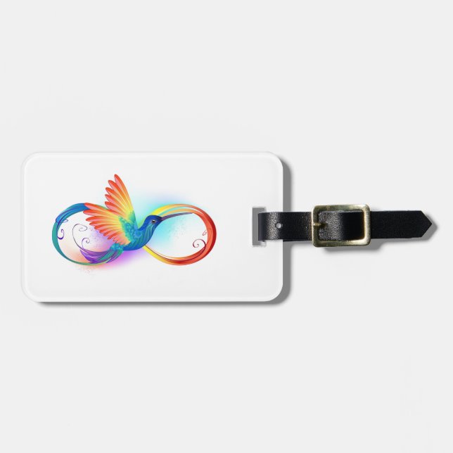 Rainbow Hummingbird mit dem Symbol Unendlichkeit Gepäckanhänger (Vorderseite horizontal)