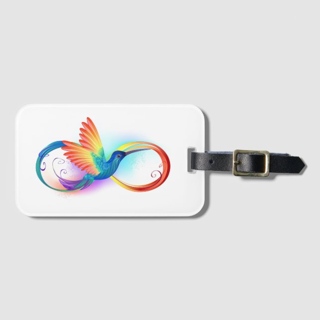 Rainbow Hummingbird mit dem Symbol Unendlichkeit Gepäckanhänger (Vorderseite (Horizontal))
