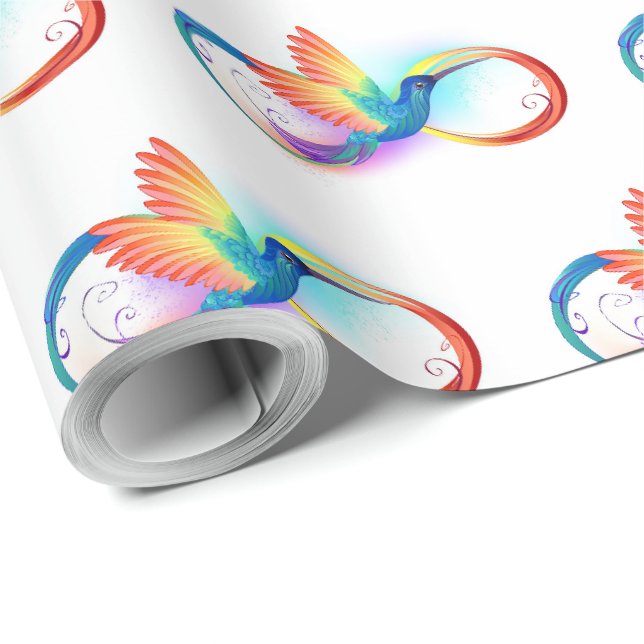 Rainbow Hummingbird mit dem Symbol Unendlichkeit Geschenkpapier (Rolleneckpunkt)