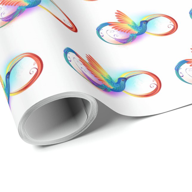 Rainbow Hummingbird mit dem Symbol Unendlichkeit Geschenkpapier (Rolleneckpunkt)