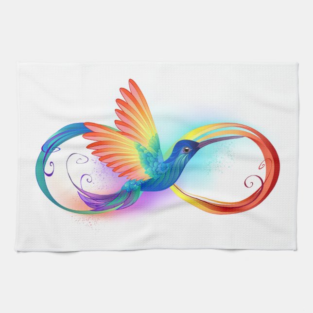 Rainbow Hummingbird mit dem Symbol Unendlichkeit Geschirrtuch (Horizontal)
