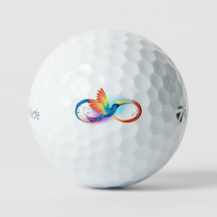 Rainbow Hummingbird mit dem Symbol Unendlichkeit Golfball