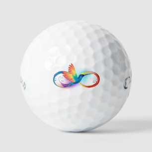Rainbow Hummingbird mit dem Symbol Unendlichkeit Golfball