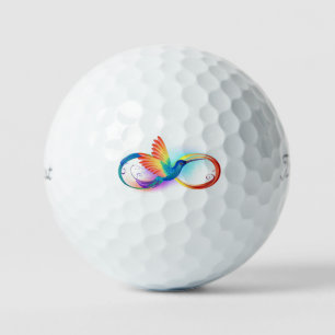 Rainbow Hummingbird mit dem Symbol Unendlichkeit Golfball
