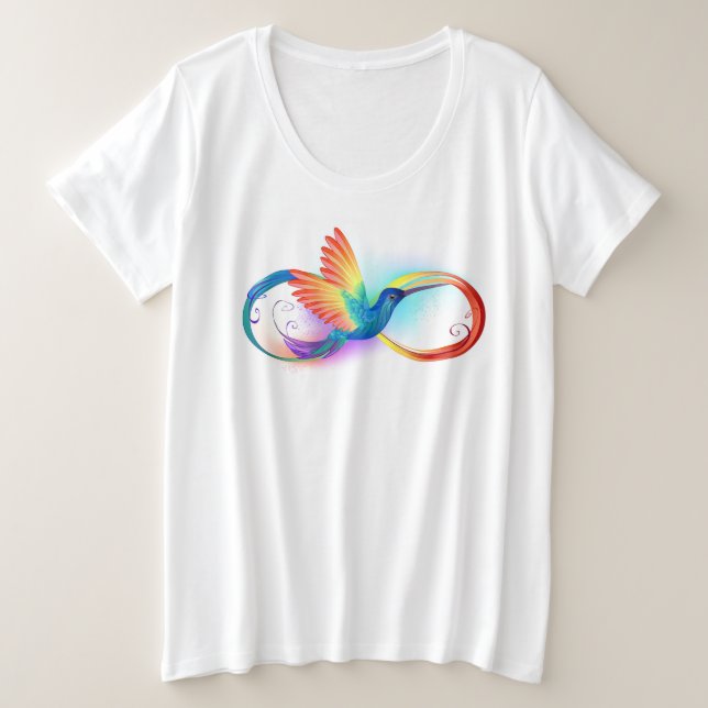 Rainbow Hummingbird mit dem Symbol Unendlichkeit Große Größe T-Shirt (Design vorne)