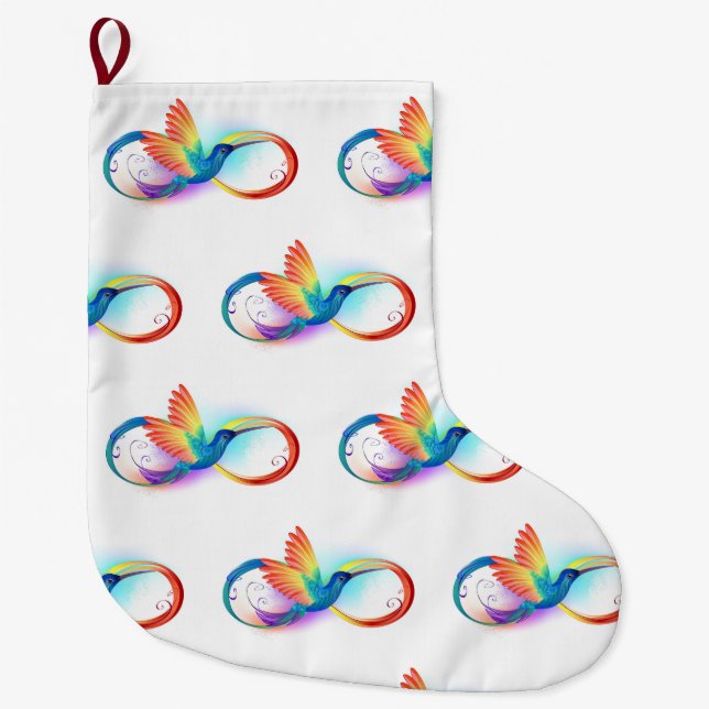 Rainbow Hummingbird mit dem Symbol Unendlichkeit Großer Weihnachtsstrumpf (Vorderseite)