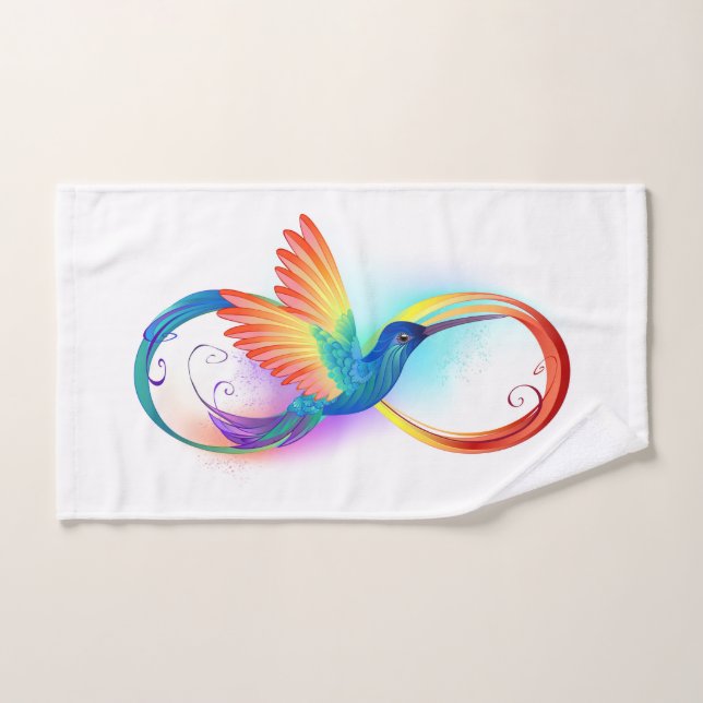 Rainbow Hummingbird mit dem Symbol Unendlichkeit Handtuch (Handtuch)