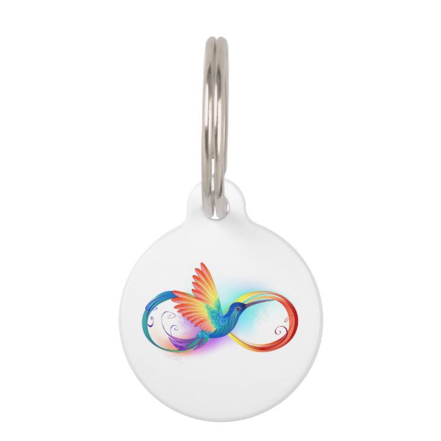 Rainbow Hummingbird mit dem Symbol Unendlichkeit Haustiermarke (Vorderseite)
