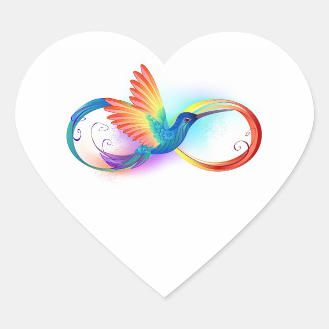 Rainbow Hummingbird mit dem Symbol Unendlichkeit Herz-Aufkleber (Vorderseite)