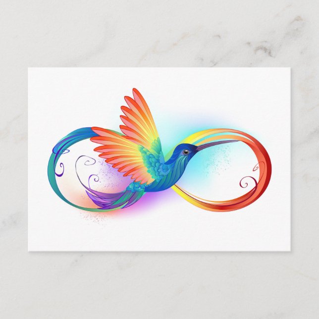 Rainbow Hummingbird mit dem Symbol Unendlichkeit Hinweiskarte (Vorderseite)