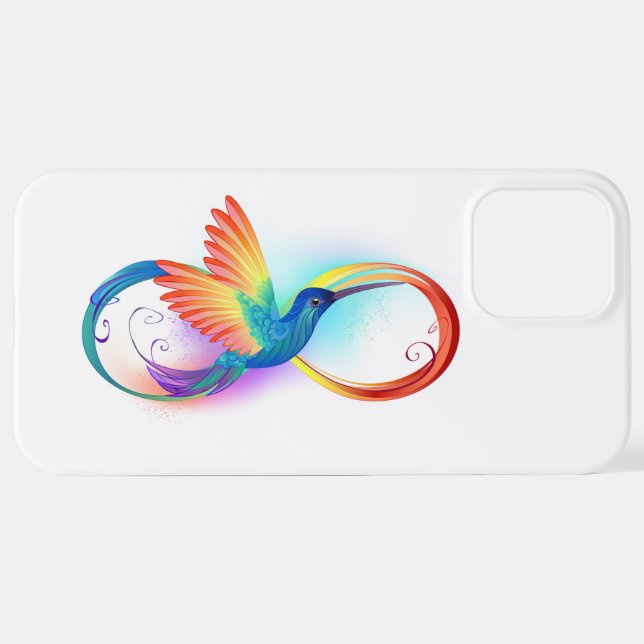 Rainbow Hummingbird mit dem Symbol Unendlichkeit iPhone Hülle (Hinten horizontal)