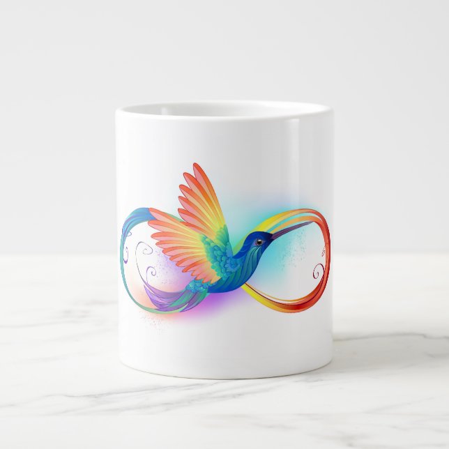 Rainbow Hummingbird mit dem Symbol Unendlichkeit Jumbo-Tasse (Vorderseite)