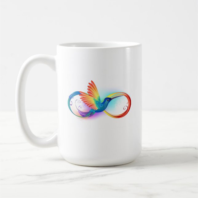 Rainbow Hummingbird mit dem Symbol Unendlichkeit Kaffeetasse (Links)