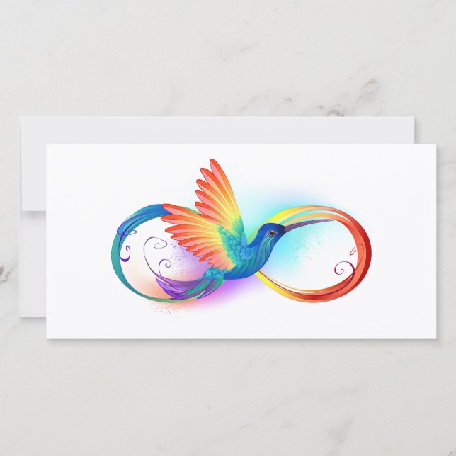 Rainbow Hummingbird mit dem Symbol Unendlichkeit Karte (Vorderseite)