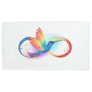 Rainbow Hummingbird mit dem Symbol Unendlichkeit Kissenbezug