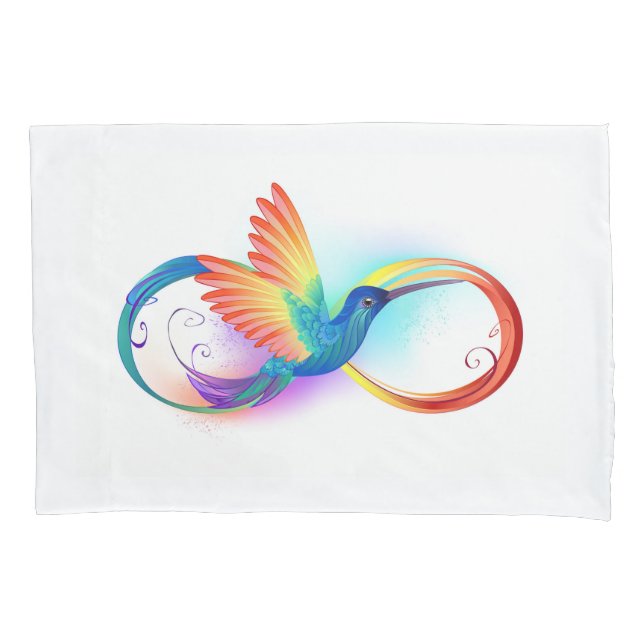 Rainbow Hummingbird mit dem Symbol Unendlichkeit Kissenbezug (Vorderseite-Links)