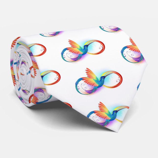 Rainbow Hummingbird mit dem Symbol Unendlichkeit Krawatte (Gerollt)