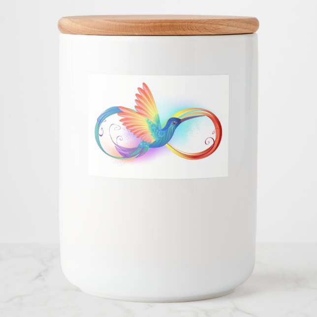 Rainbow Hummingbird mit dem Symbol Unendlichkeit Lebensmitteletikett (Vorderseite)
