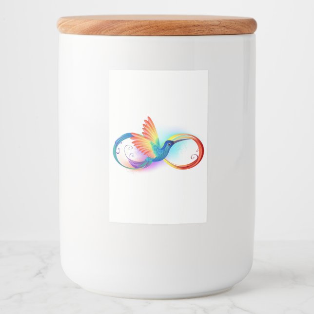 Rainbow Hummingbird mit dem Symbol Unendlichkeit Lebensmitteletikett (Vorderseite)