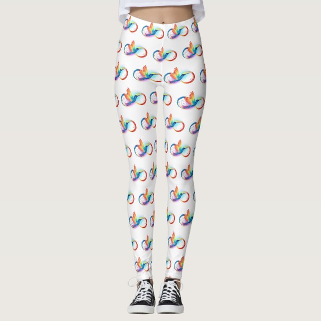 Rainbow Hummingbird mit dem Symbol Unendlichkeit Leggings (Vorderseite)