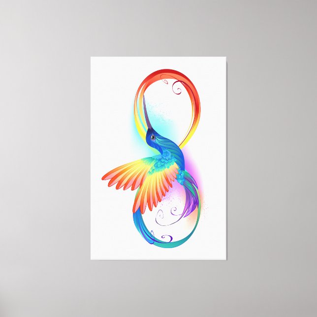 Rainbow Hummingbird mit dem Symbol Unendlichkeit Leinwanddruck (Vorderseite)