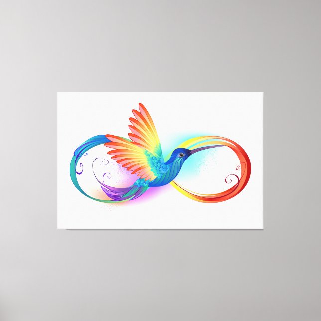 Rainbow Hummingbird mit dem Symbol Unendlichkeit Leinwanddruck (Vorderseite)
