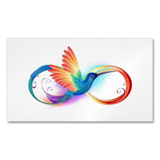 Rainbow Hummingbird mit dem Symbol Unendlichkeit Magnetische Visitenkarte (Vorderseite)