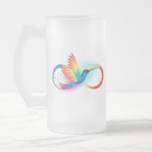 Rainbow Hummingbird mit dem Symbol Unendlichkeit Mattglas Bierglas