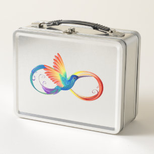 Rainbow Hummingbird mit dem Symbol Unendlichkeit Metall Brotdose