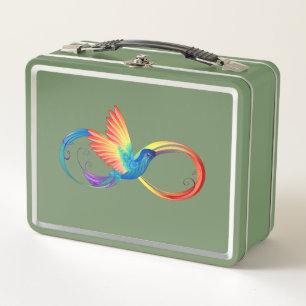 Rainbow Hummingbird mit dem Symbol Unendlichkeit Metall Brotdose