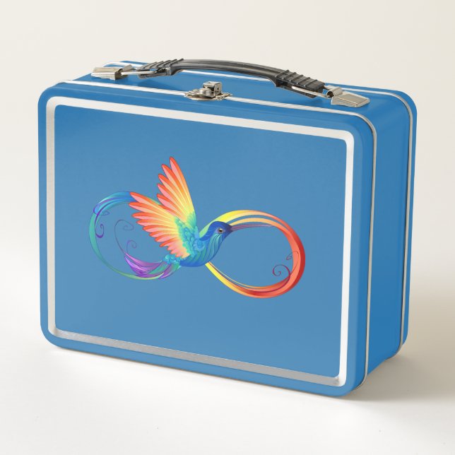 Rainbow Hummingbird mit dem Symbol Unendlichkeit Metall Brotdose (Vorderseite)