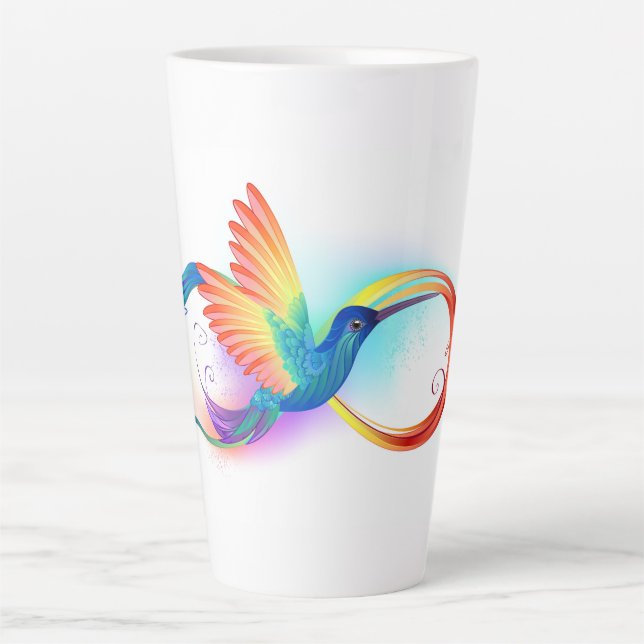 Rainbow Hummingbird mit dem Symbol Unendlichkeit Milchtasse (Vorderseite)
