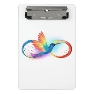 Rainbow Hummingbird mit dem Symbol Unendlichkeit Mini Klemmbrett