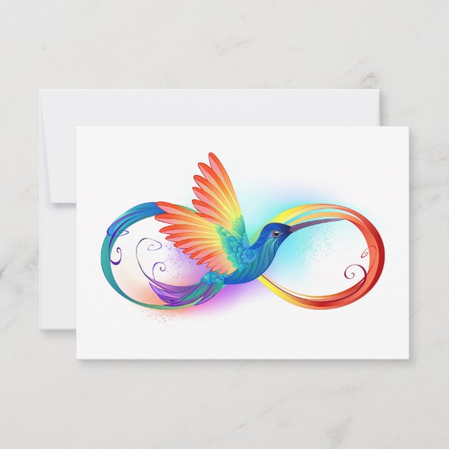 Rainbow Hummingbird mit dem Symbol Unendlichkeit Mitteilungskarte (Vorderseite)