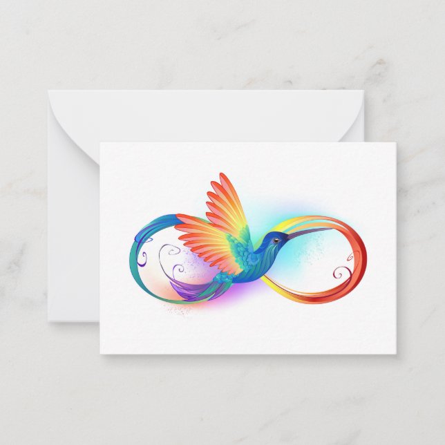 Rainbow Hummingbird mit dem Symbol Unendlichkeit Mitteilungskarte (Vorderseite)