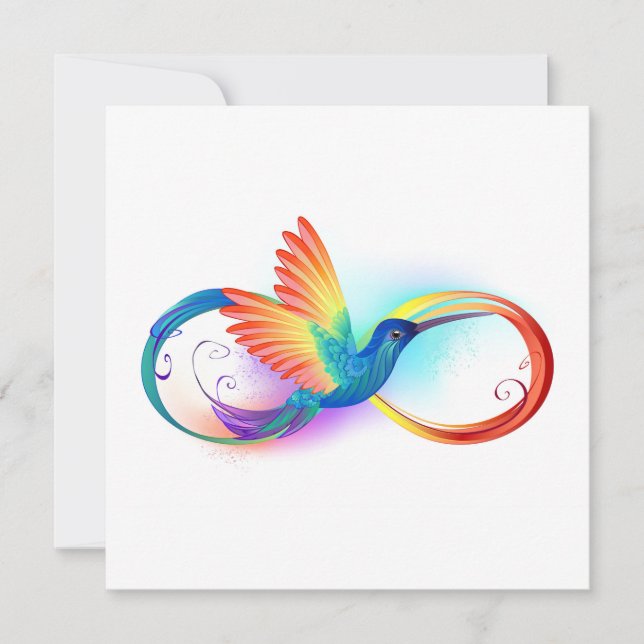 Rainbow Hummingbird mit dem Symbol Unendlichkeit Mitteilungskarte (Vorderseite)