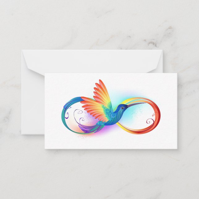 Rainbow Hummingbird mit dem Symbol Unendlichkeit Mitteilungskarte (Vorderseite)