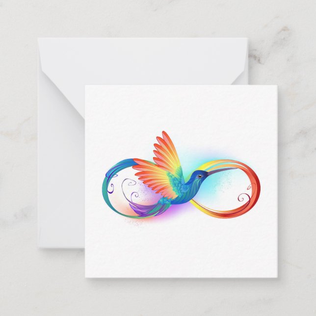 Rainbow Hummingbird mit dem Symbol Unendlichkeit Mitteilungskarte (Vorderseite)