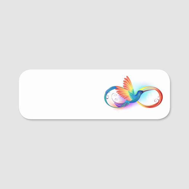 Rainbow Hummingbird mit dem Symbol Unendlichkeit Namensschild (Vorderseite)